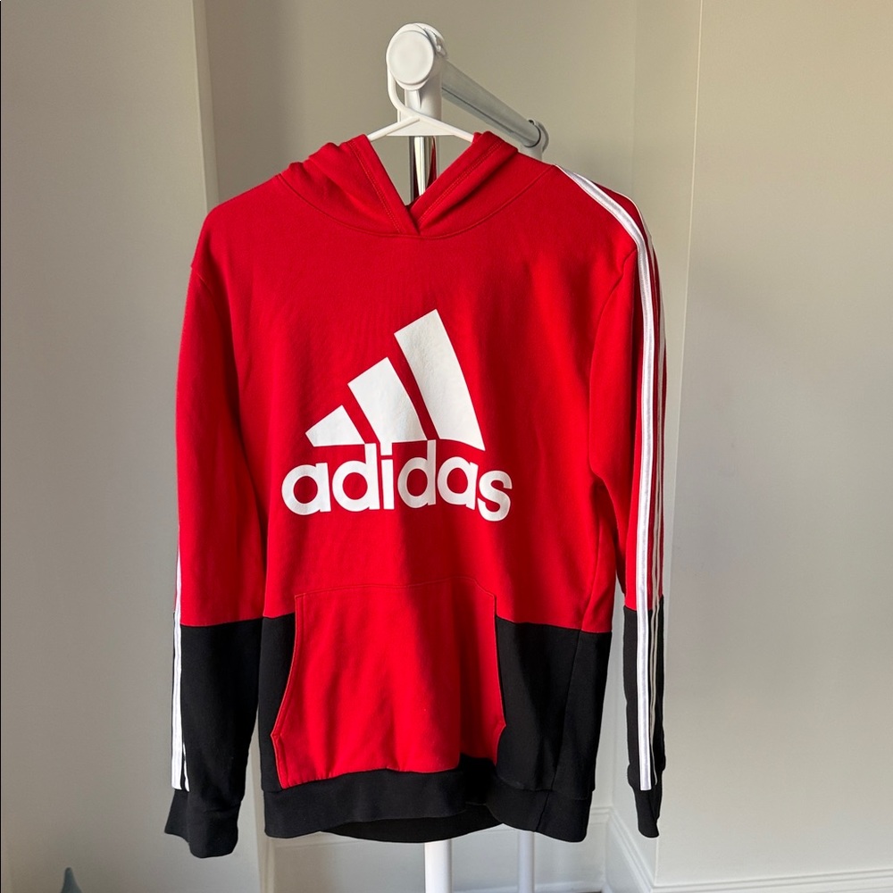 Adidas Red and Black Pullover Hoodie men’s XL 18/20